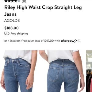 Agolde Riley High Waist Crop Straight Leg Jeans in Silence